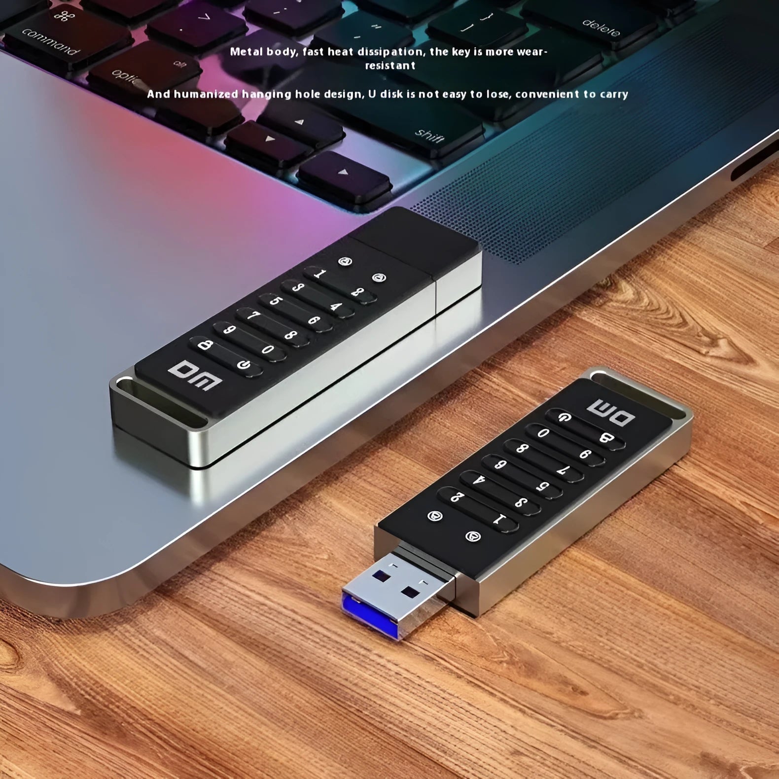 Metal security USB flash drive with fingerprint sensor and 64GB capacity