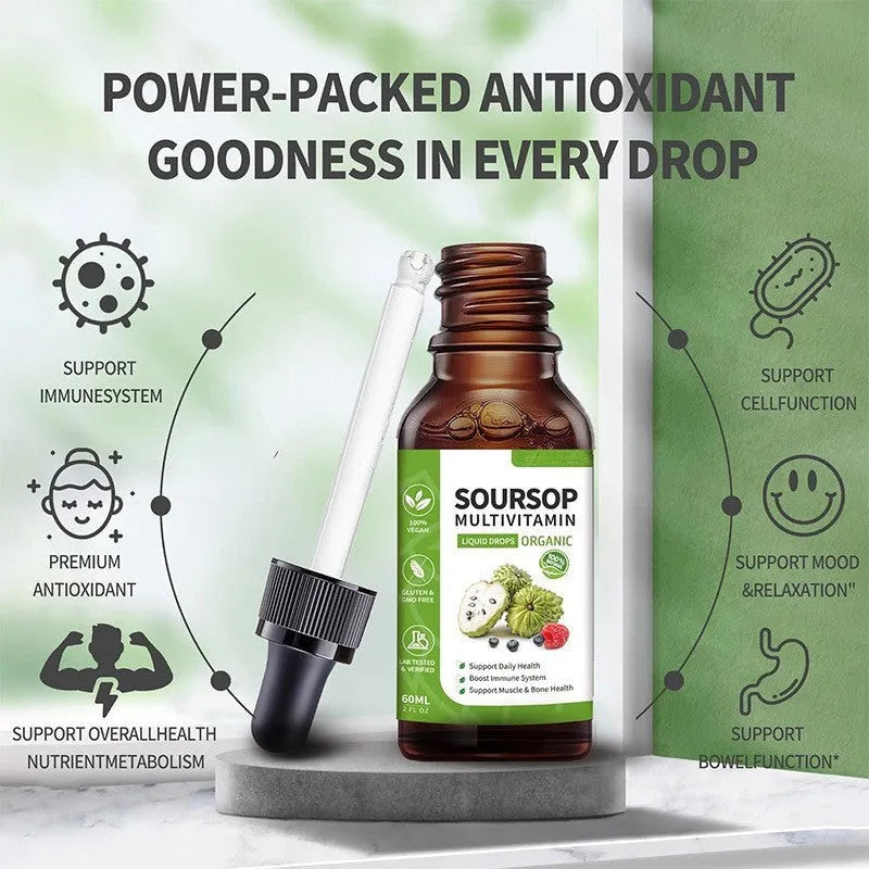 60ml bottle of Annona Prickly Fruit and Lychee edible care drops for adults