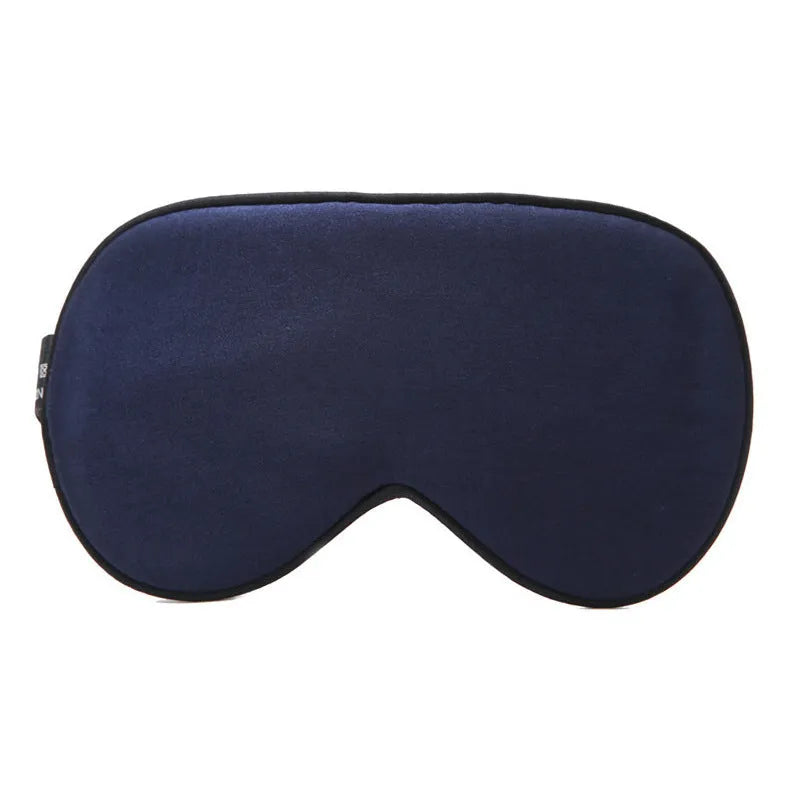 Double-sided mulberry silk eye mask in a choice of 22 colours, showing embroidered print and 22x11cm size.