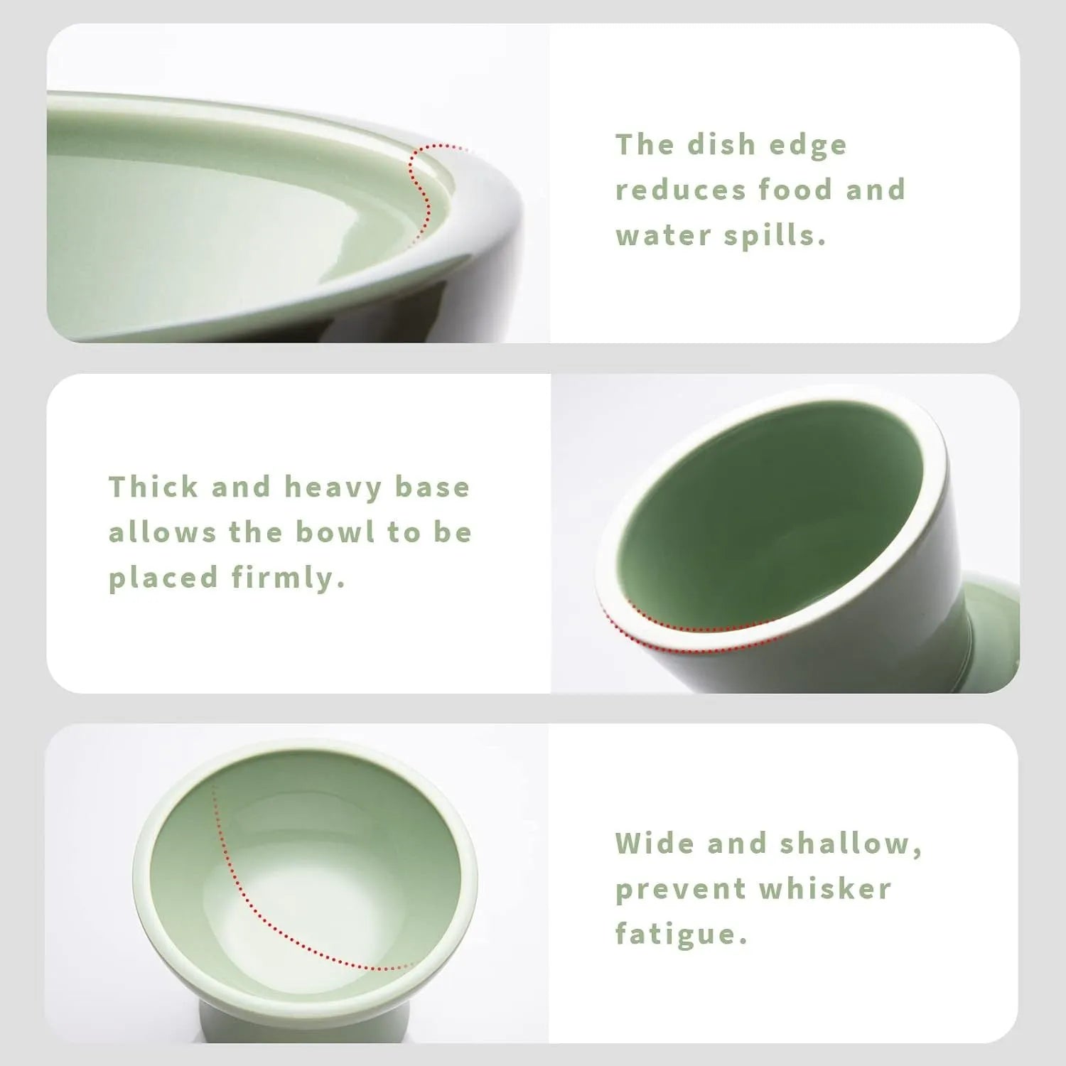 Blue ceramic elevated cat food bowl with wide shallow dish and raised base