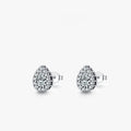 Silver water drop ear studs with geometric shape and diamond-cut surface