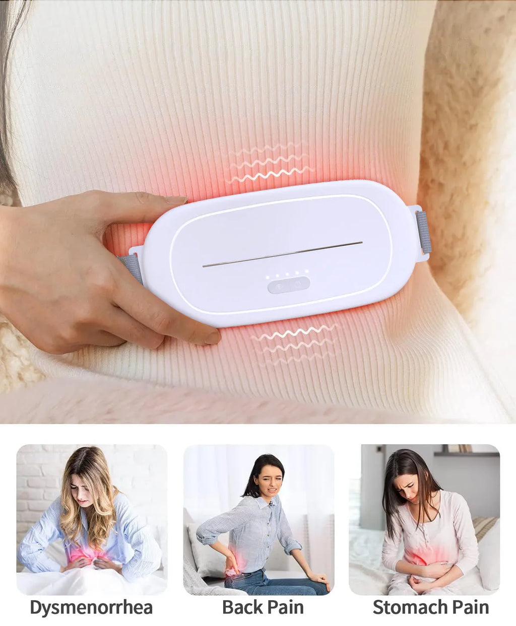 White uterine warming device with adjustable temperature control and 2-metre power cable for postpartum care