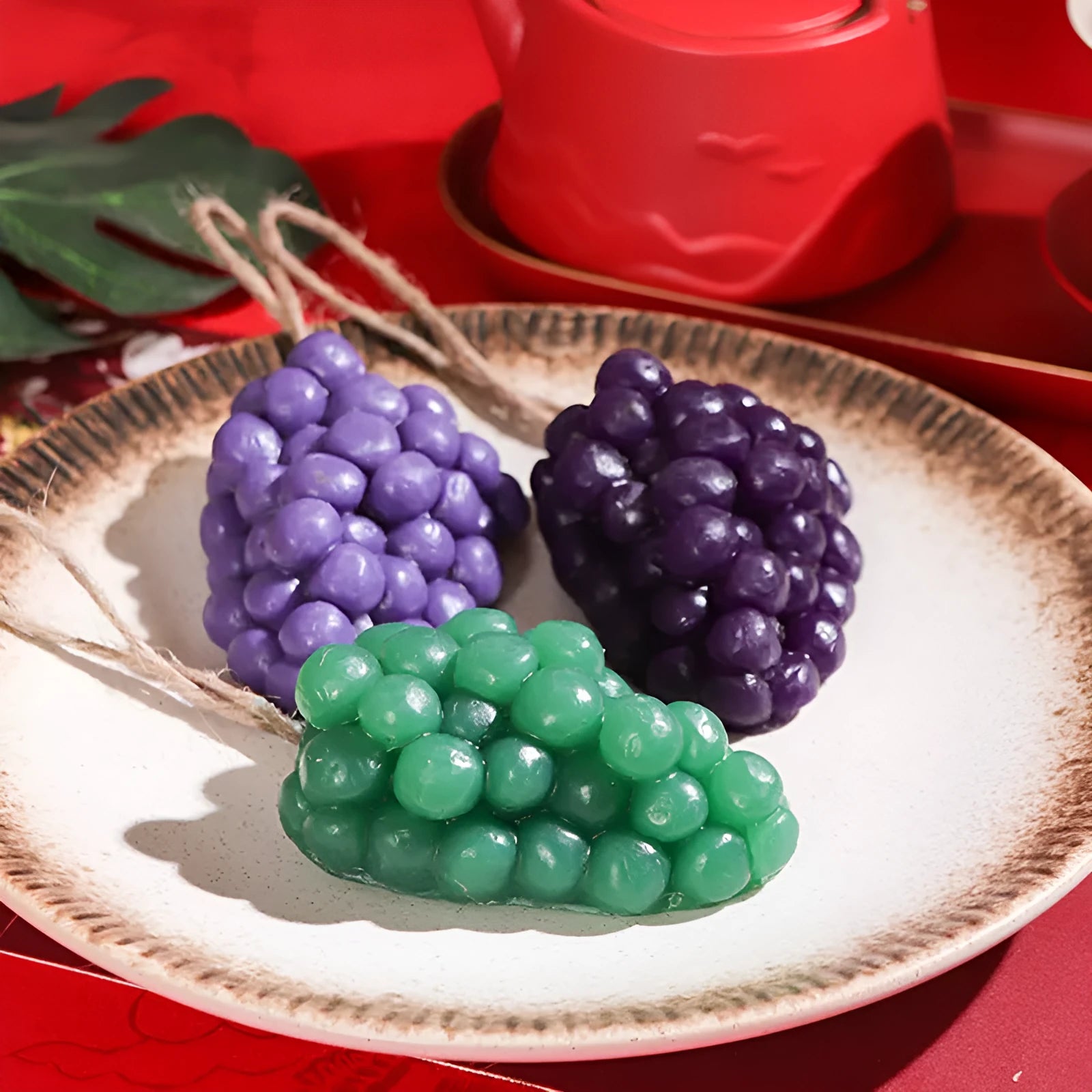 Purple and green grape cluster handmade soap bar, 80g weight