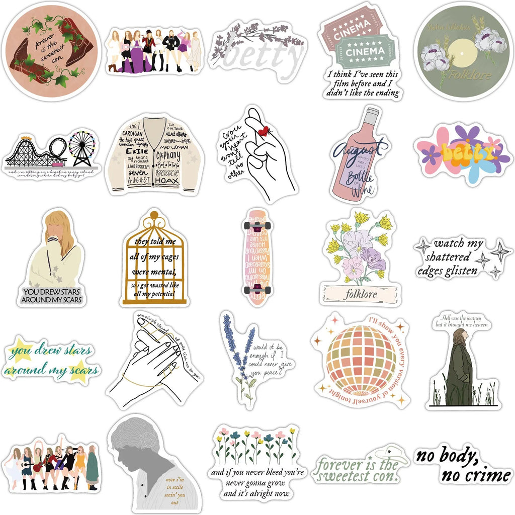 Waterproof luggage stickers with cartoon graffiti patterns, 50 sheets in 4-6cm size