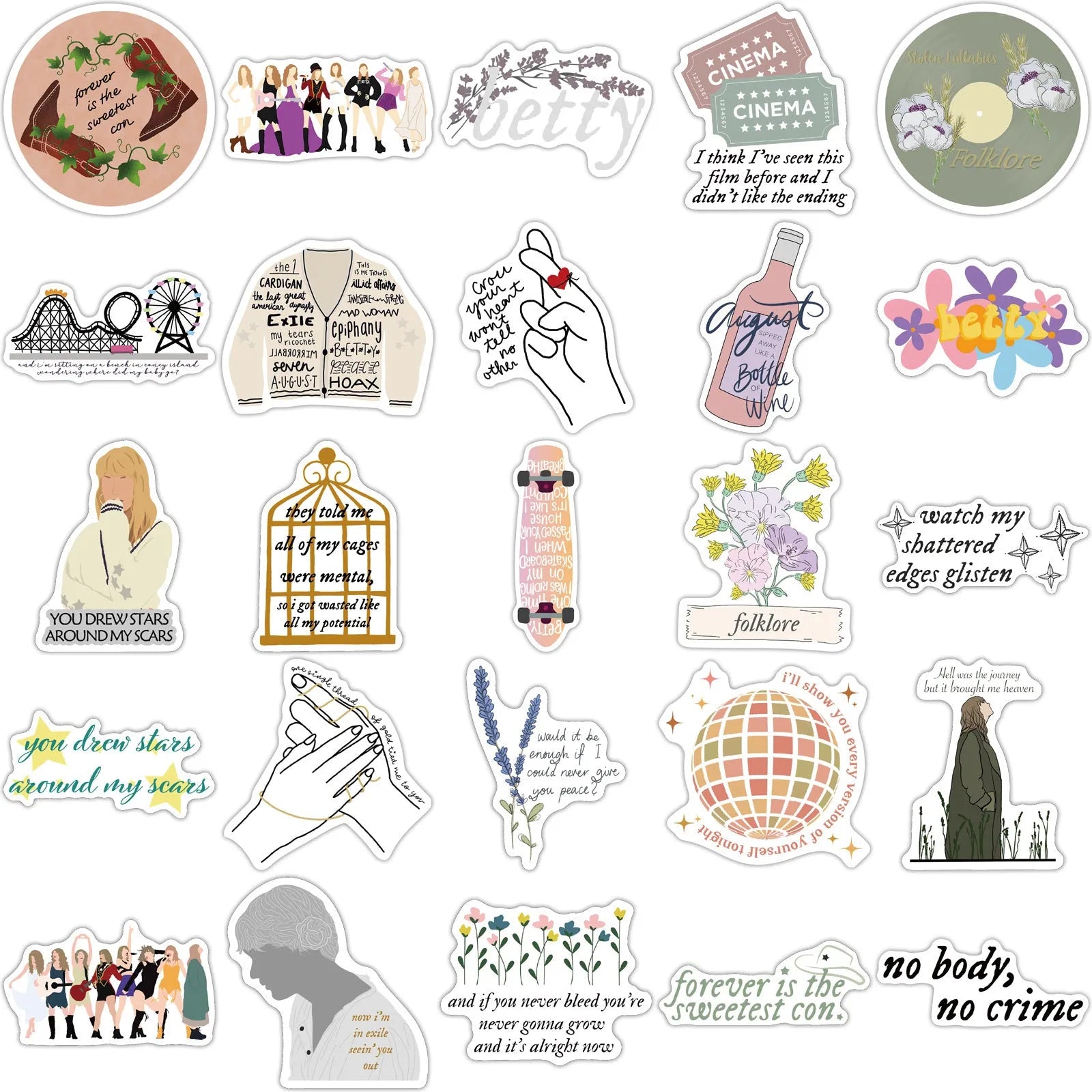Waterproof luggage stickers with cartoon graffiti patterns, 50 sheets in 4-6cm size