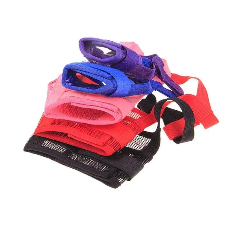 Adjustable plastic dog muzzle in multiple colours and sizes for biting and chewing control