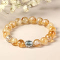 Geometric citrine crystal bracelet with 10mm beads in affordable luxury unisex style