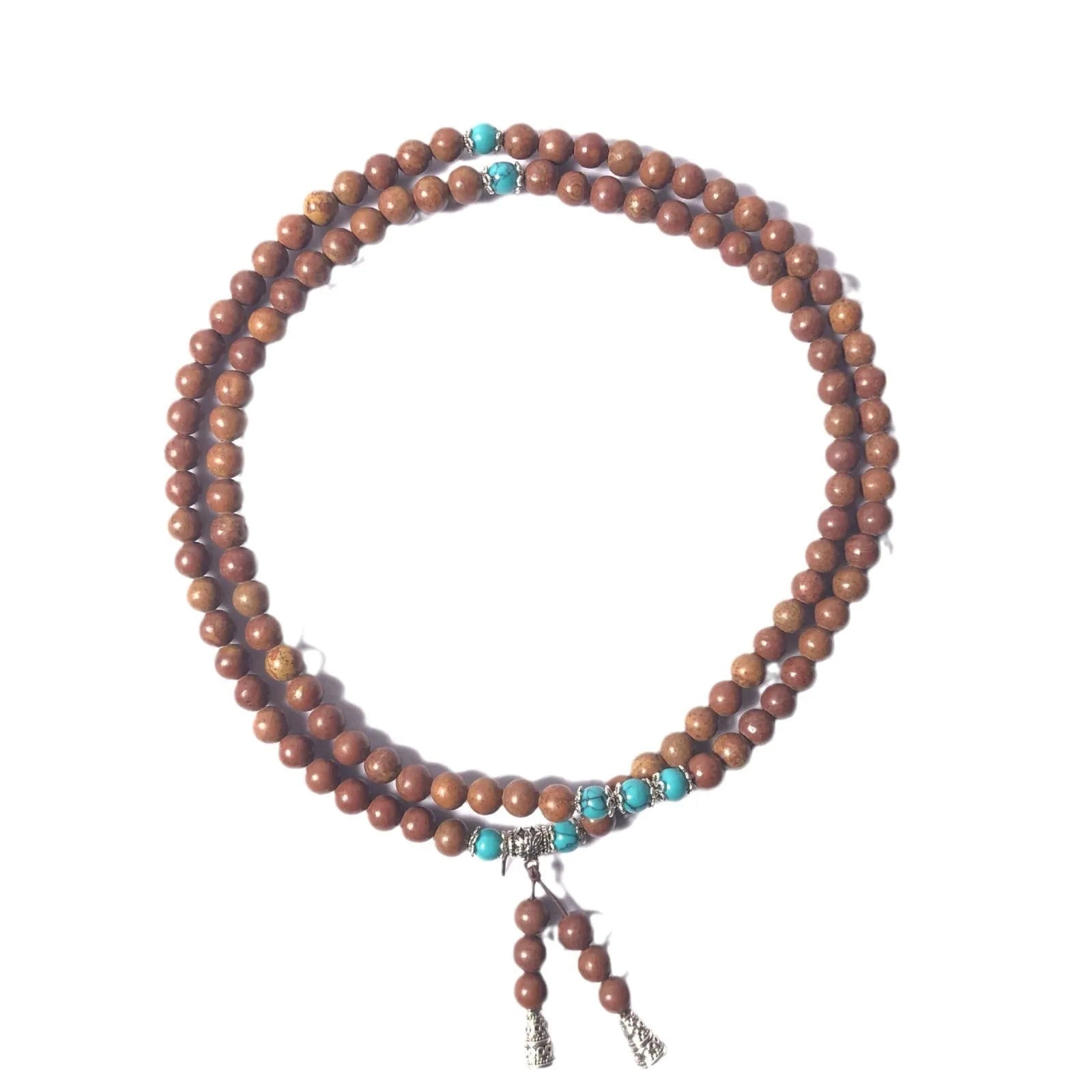 Handmade stone bead bracelet with 108 geometric lvzhu beads measuring 5-6mm