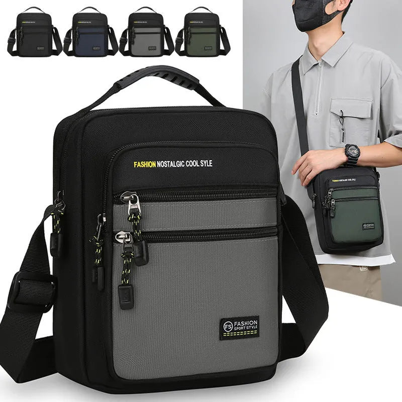 Men's waterproof nylon crossbody bag in green colour with urban style design