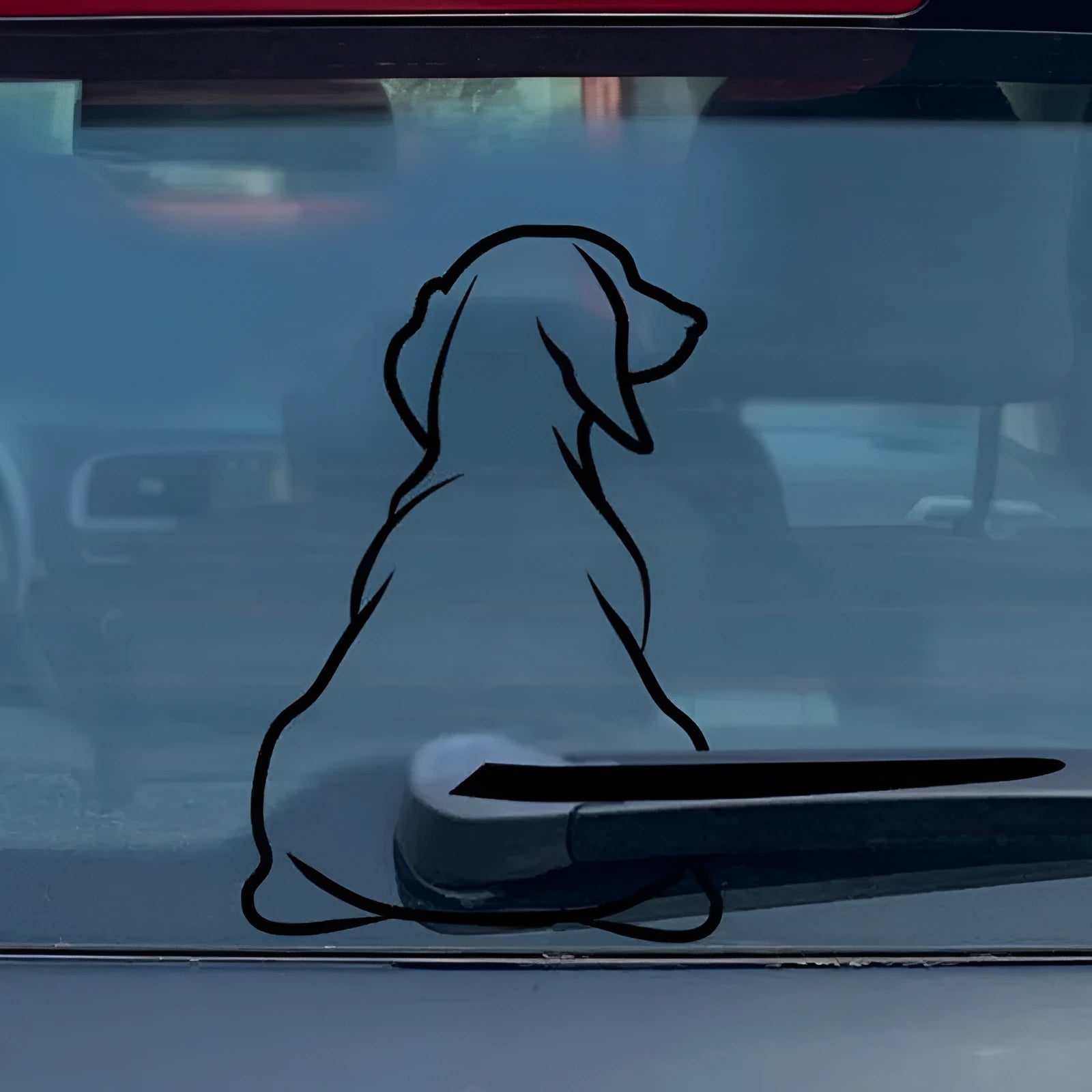 Cartoon dog windscreen wiper car sticker for rear window in black or white colours