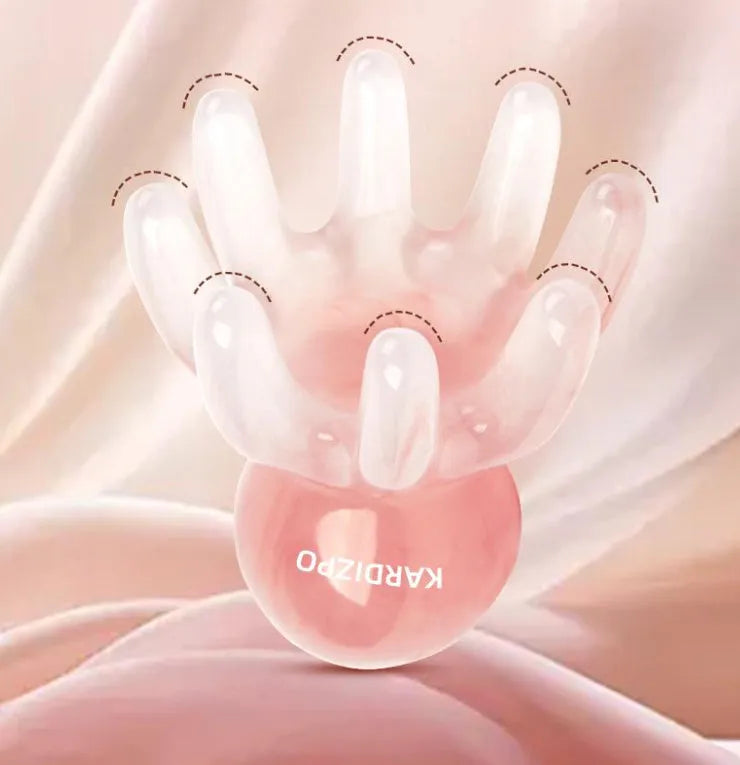 Pink octopus-shaped facial massage comb made from natural resin with eight flexible arms