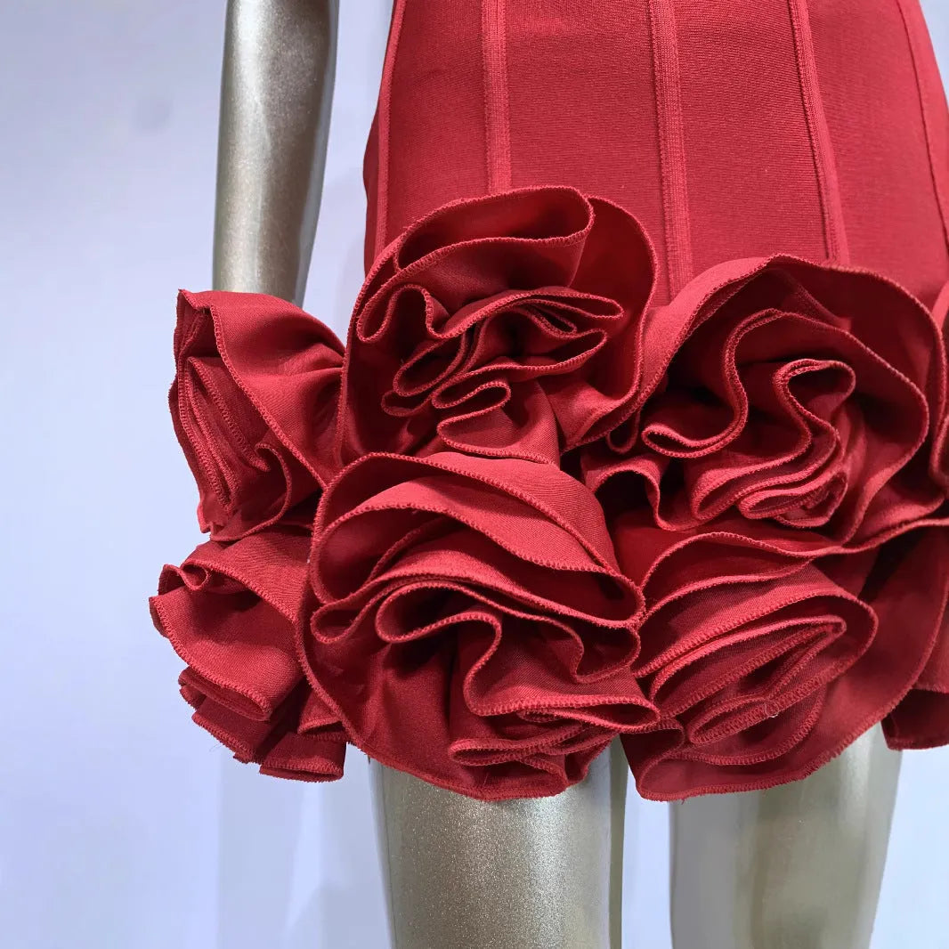 Women's urban style dress in polyester fabric with mid waist design