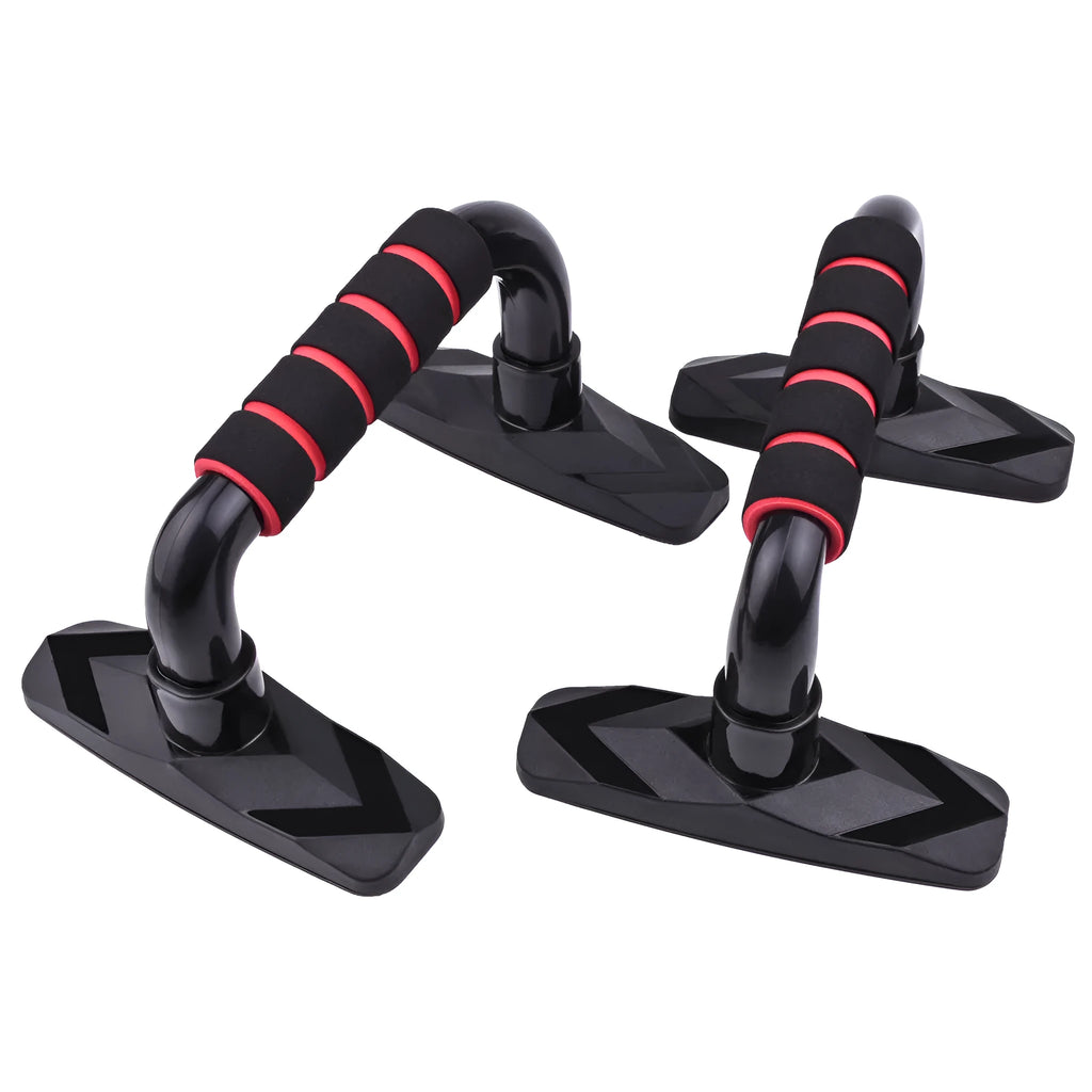 Pair of I-shaped push up bars with diamond pattern texture in blue colour for chest and arm exercise