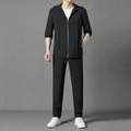 Korean sun-protective hooded suit in gray, loose casual thin nylon blend, summer sports set