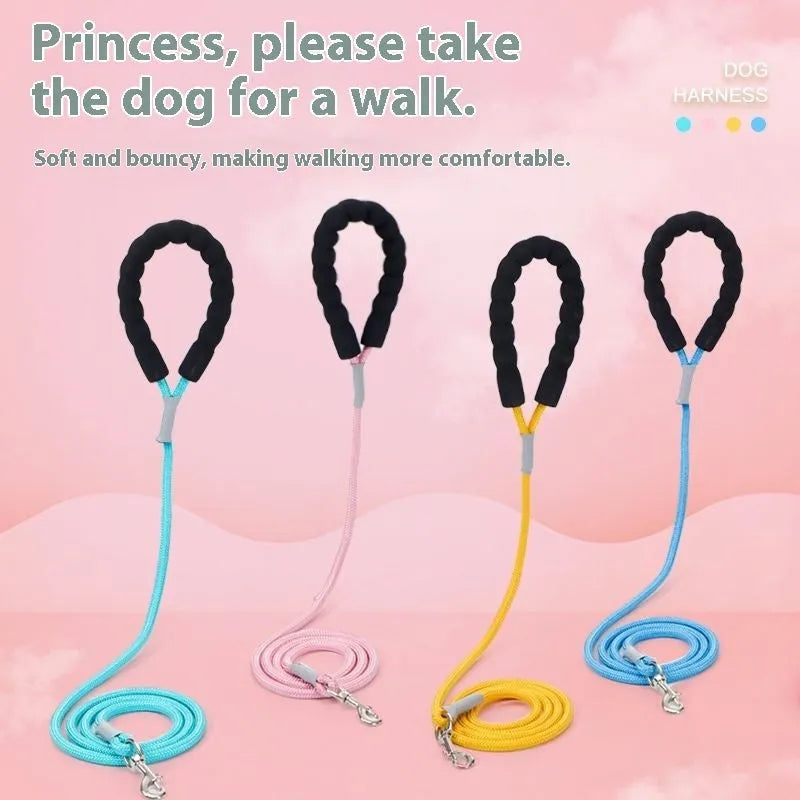 Pet walking vest and hand holding rope set in multiple colours with adjustable sizing