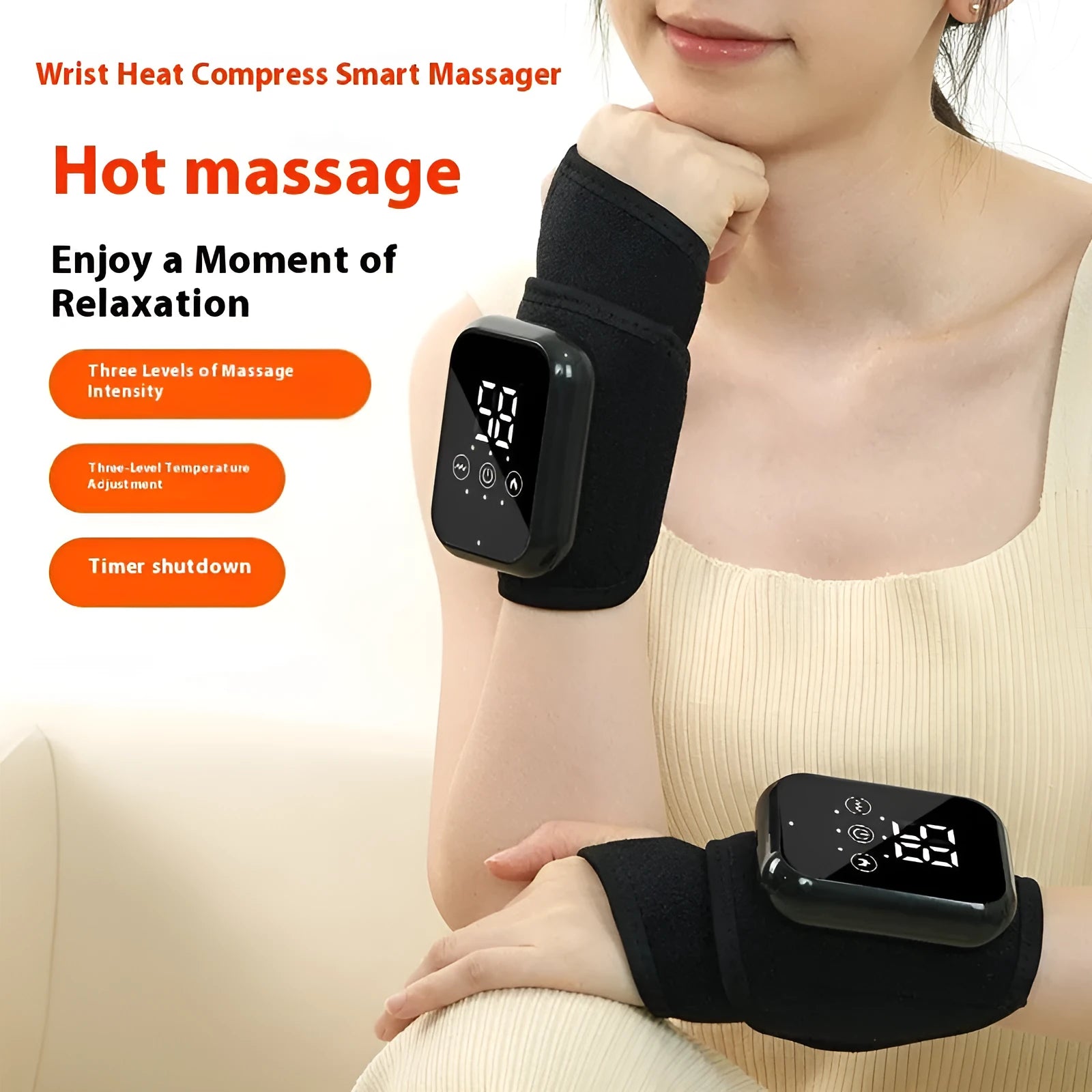 Electric heating ankle sleeve in black or grey colour with 8W power for joint support