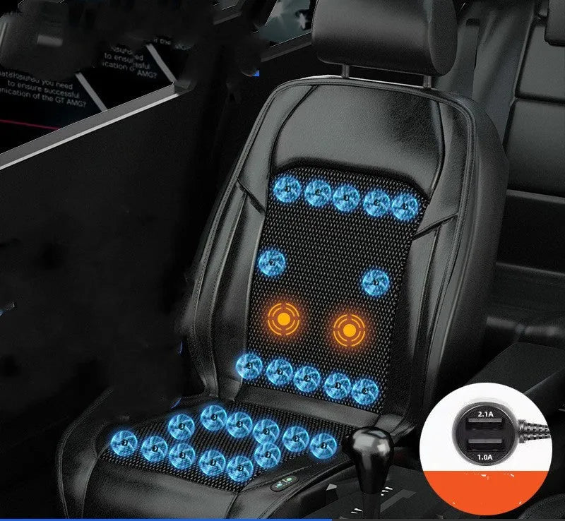 Car seat ventilation cushion with cooling fans and monolithic refrigeration design for summer driving