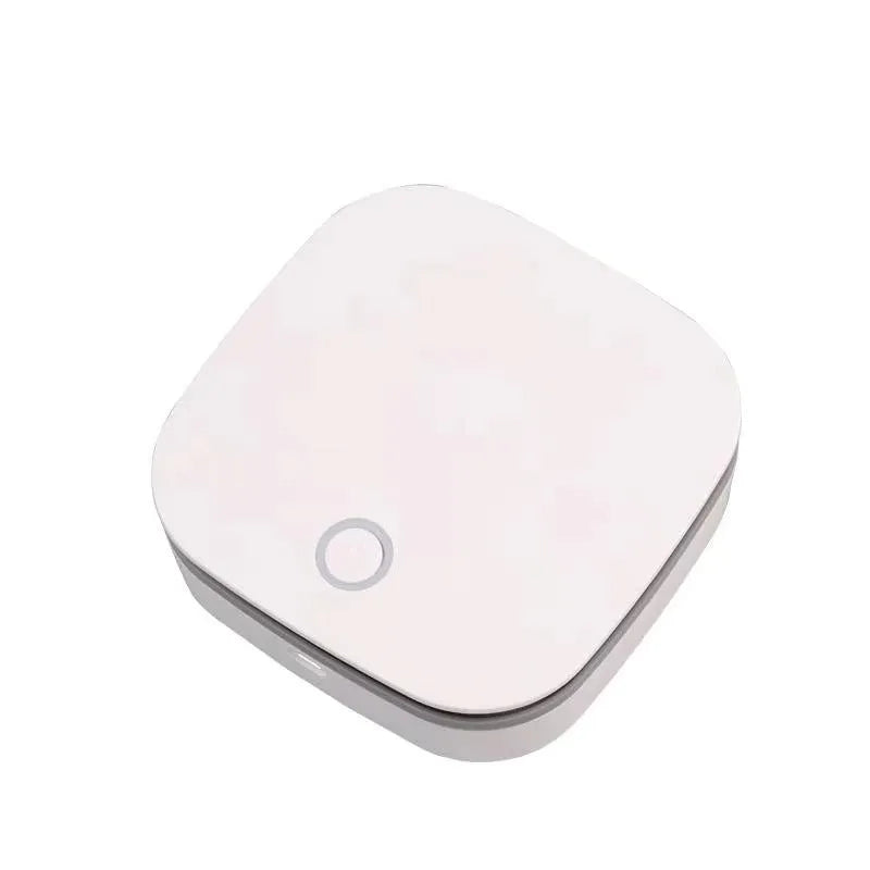 White compact USB negative ion air purifier for car cabin use