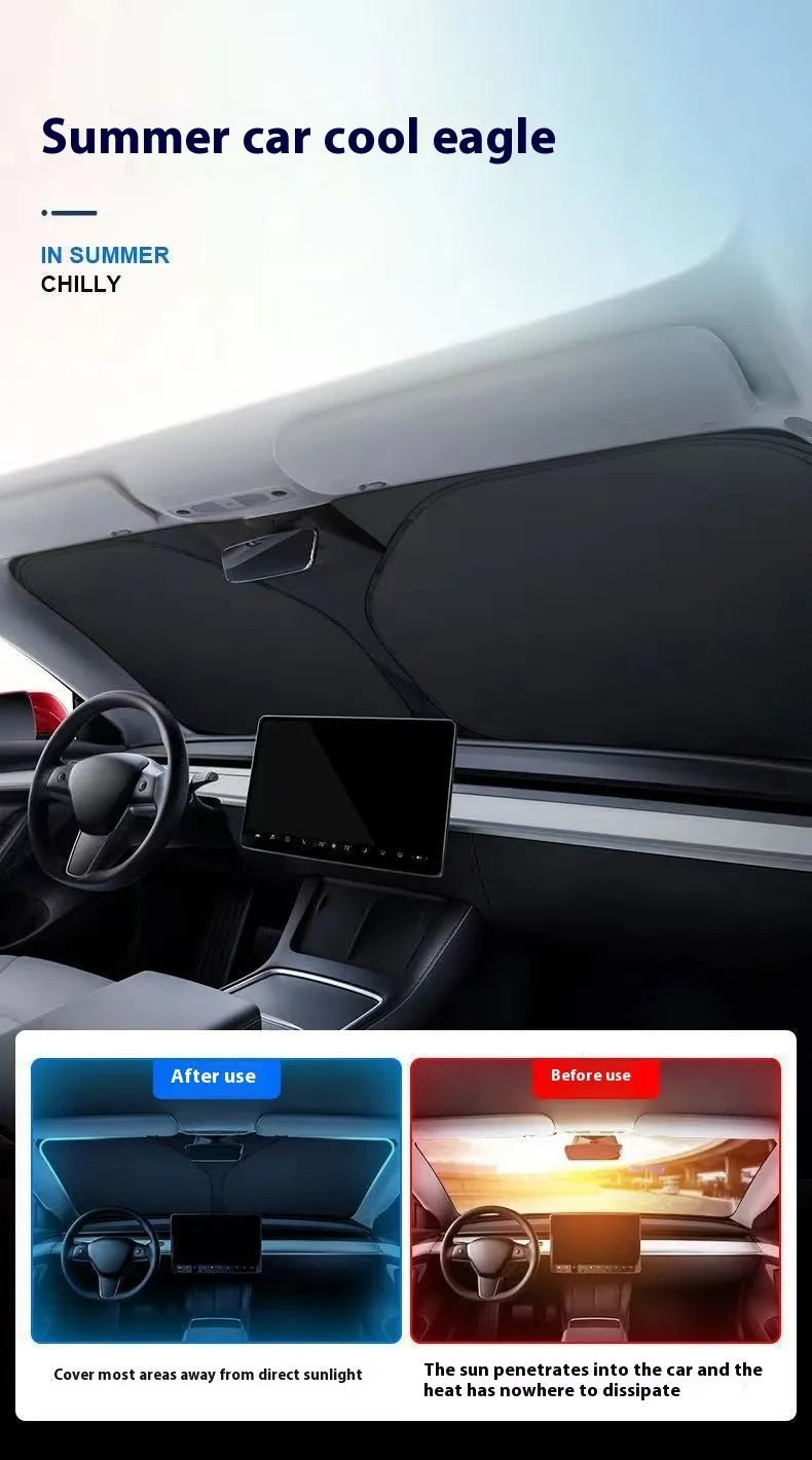 Titanium silver aluminium foil car sunshade folded to show size and reflective surface