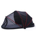 L code portable folding cloth tent for cats, shown with half-mesh panels in blue colour.