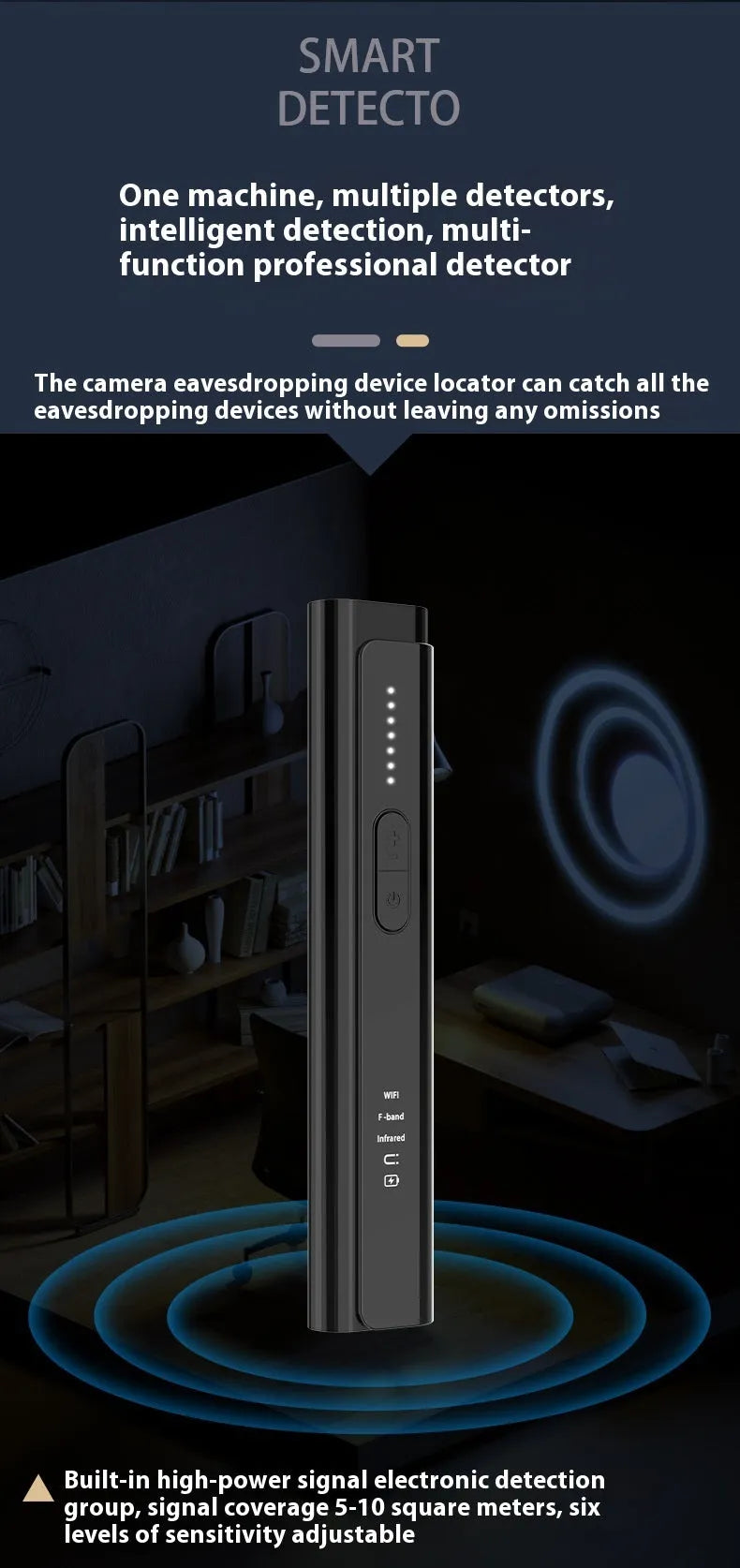 Signal Search anti spy camera detector in black or silver colour with 160mm dimensions