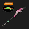 Six soft fishing lures with integrated hooks in colours including black head yellow body and luminous options