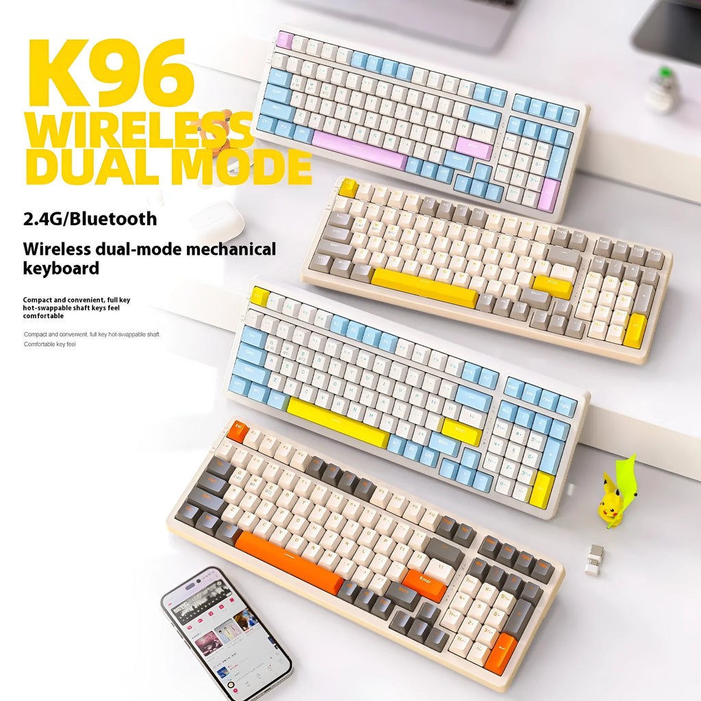 Free Wolf K96 Bluetooth dual-mode mechanical keyboard with compact layout and red switches