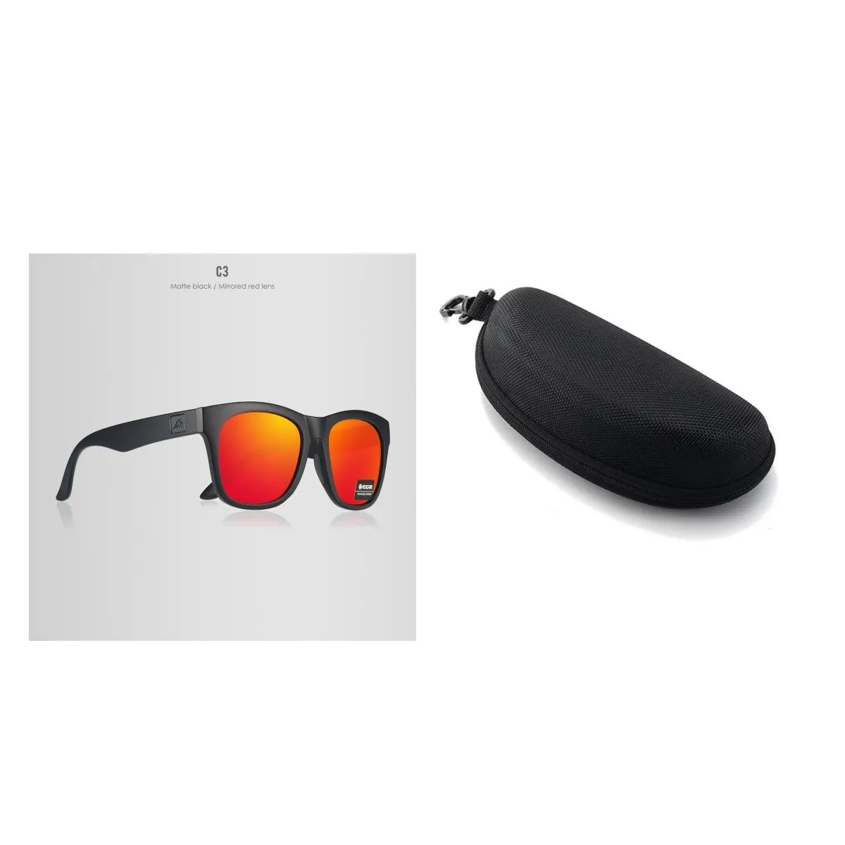Polarised sunglasses with TAC lenses and a PC frame for fishing and driving.