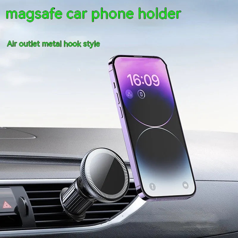 Car mobile phone air outlet metal hook type magnetic suction car navigator bracket
