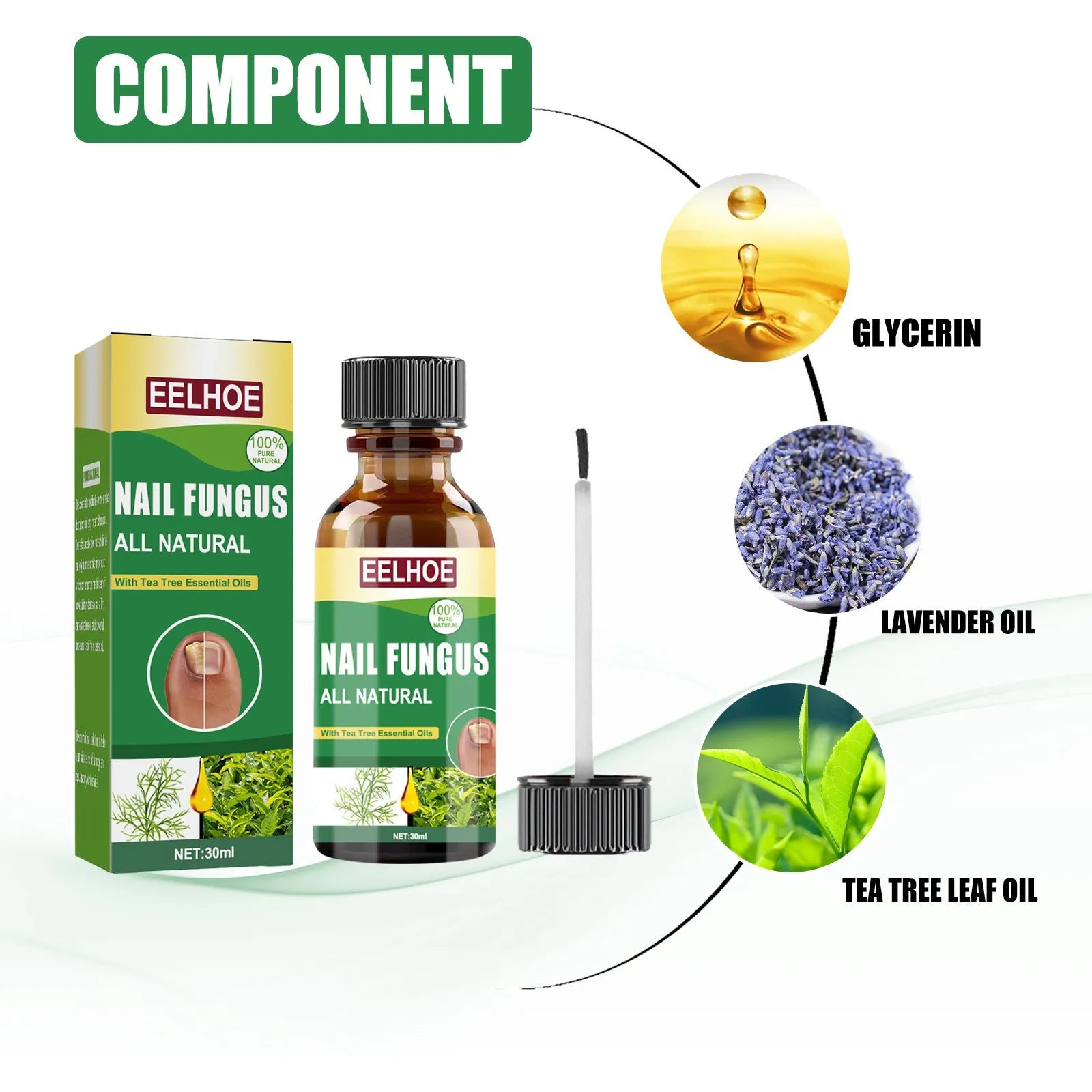 30ml tea tree oil nail care solution bottle for thickened fingernails and toenails