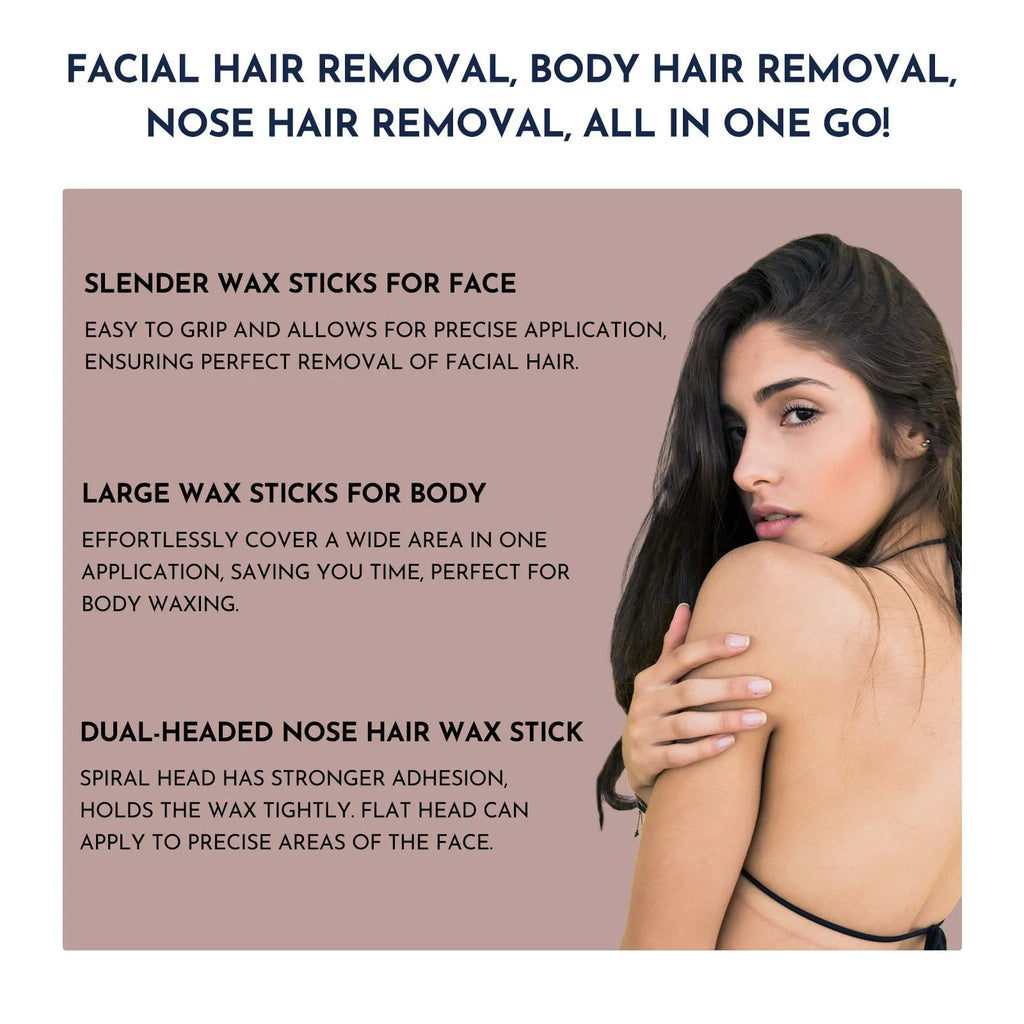 Professional waxing kit with wax beans, warmer, applicators, and post-care products for sensitive skin hair removal