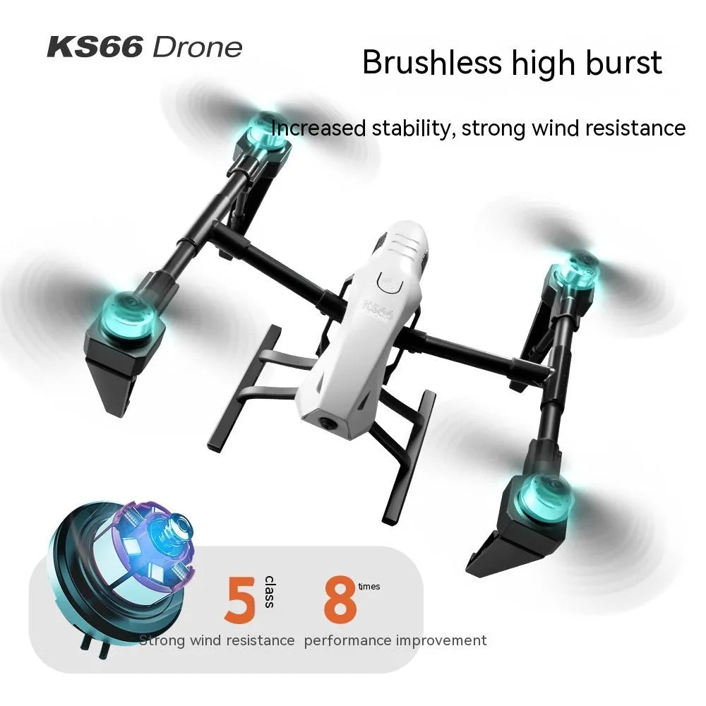 KS66 black and white alloy drone with camera and remote control on grass