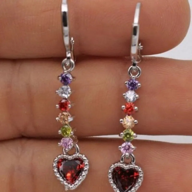 Women's heart-shaped alloy earrings with gold and silver electroplated colour options