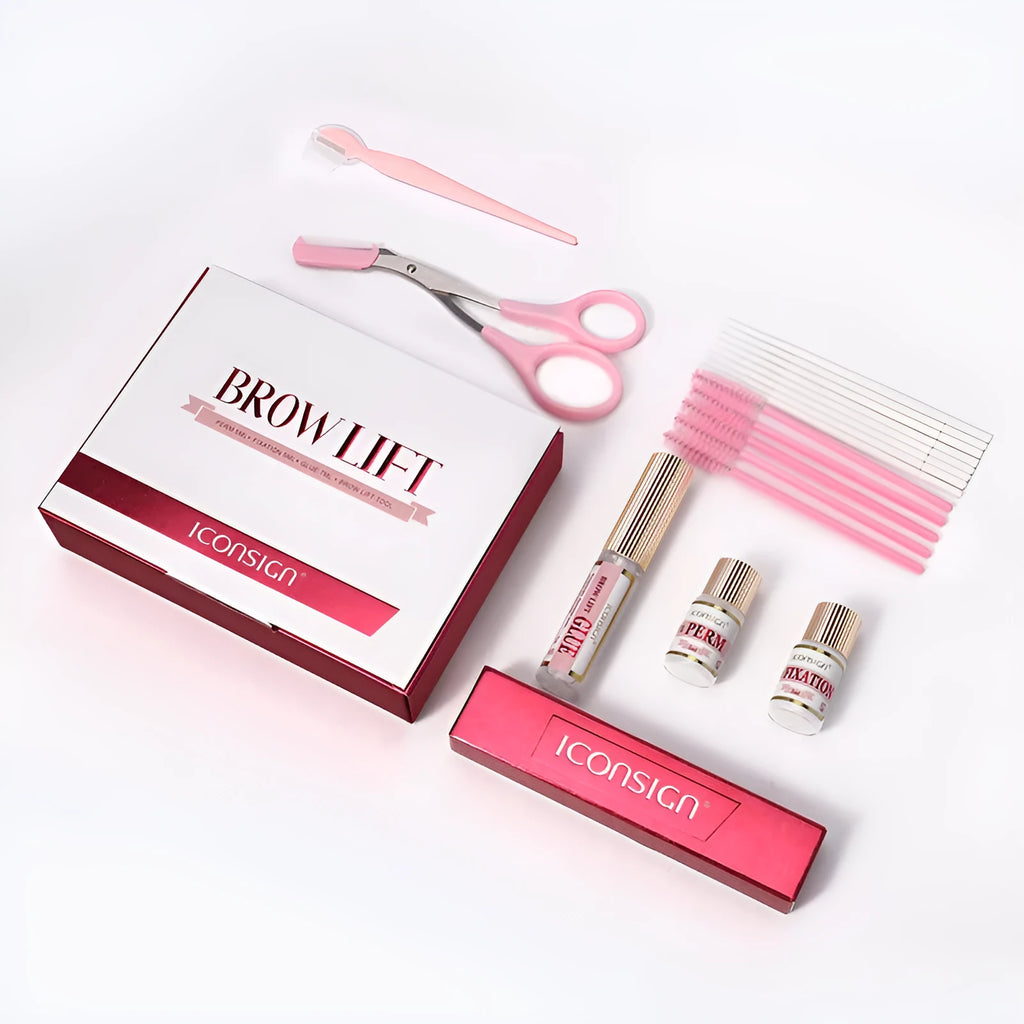 Pink eyebrow quick ironing perm set for keratin lamination brow styling treatments