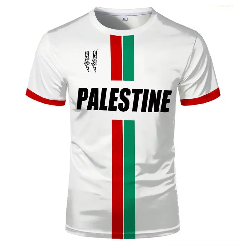 Black 3D printed football t-shirt with raised graphic on a mannequin, showing half sleeves and streetwear style.
