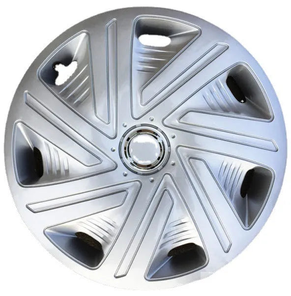 Universal monochrome ABS plastic wheel hub cover in black, silver, and electroplated finishes.