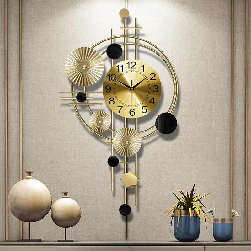 A2616 small gold iron wall clock for quiet home decoration