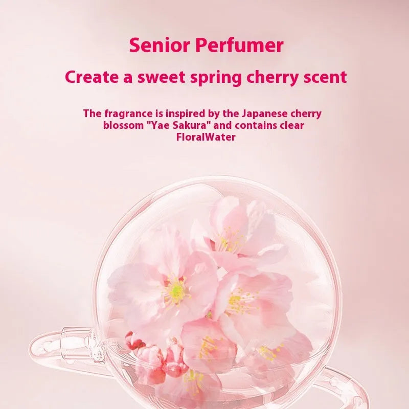 Sakura Cherry Blossom shampoo, hair mask, and shower gel set in 500ml bottles.