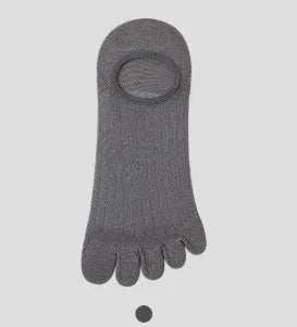 Ultra-thin modal cotton five-finger boat socks in black, shown flat