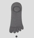 Ultra-thin modal cotton five-finger boat socks in black, shown flat
