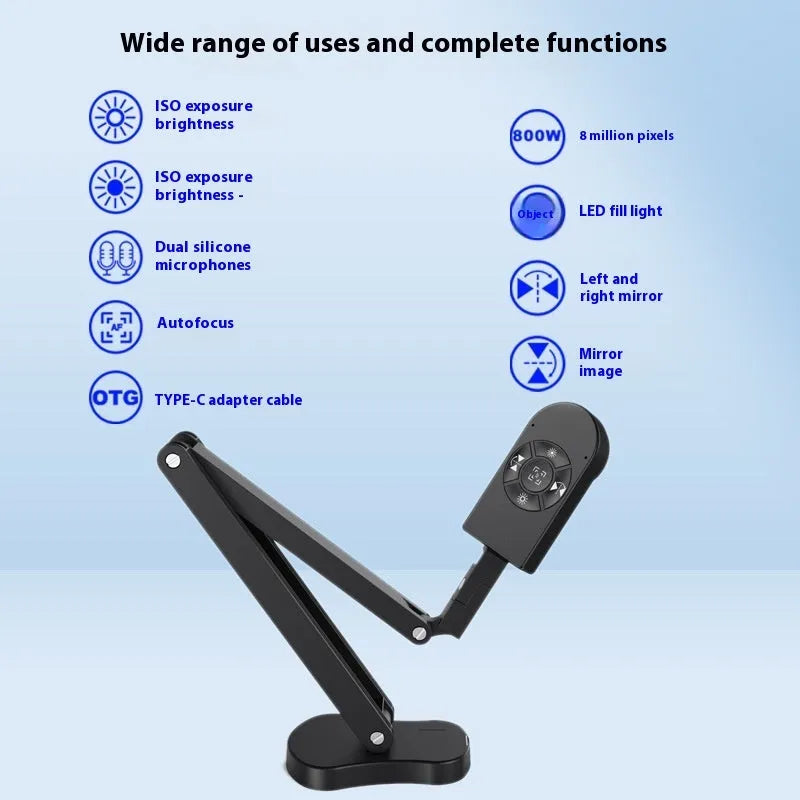 USB webcam with microphone for computer video calls and live streaming
