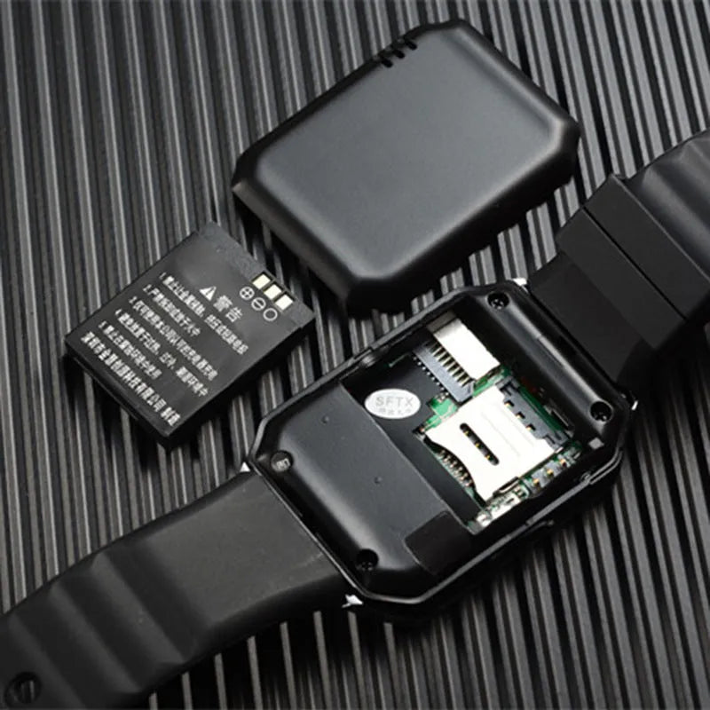 Silver grey smart watch with 1.44-inch touch screen on a wrist, showing Bluetooth call interface.