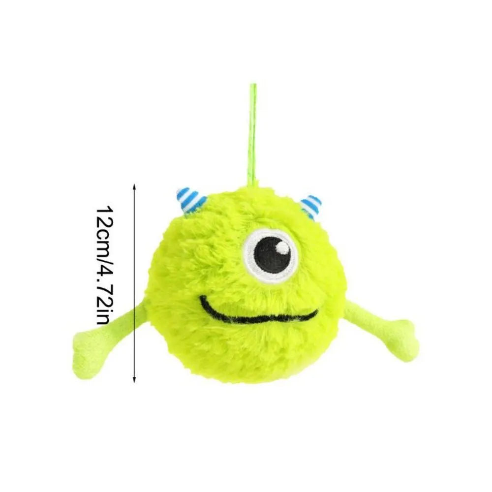 Green sound-activated interactive dog teething ball toy with flexible plush and TPR construction