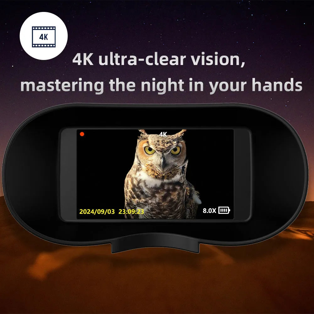 Infrared digital night vision binocular with 600m range, 3-inch display, and 850nm infrared spotlight