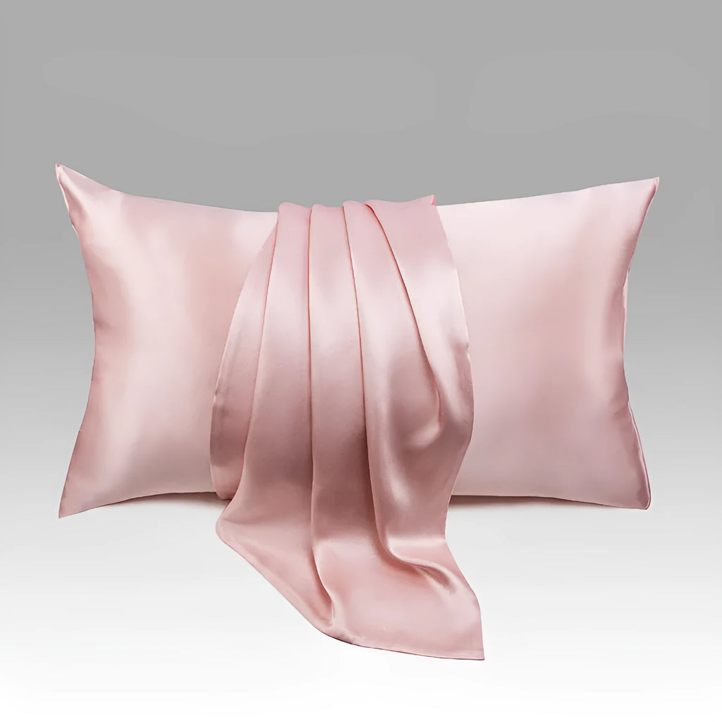 Dark grey 19 momme mulberry silk pillowcase with envelope closure, shown in modern simplicity style.