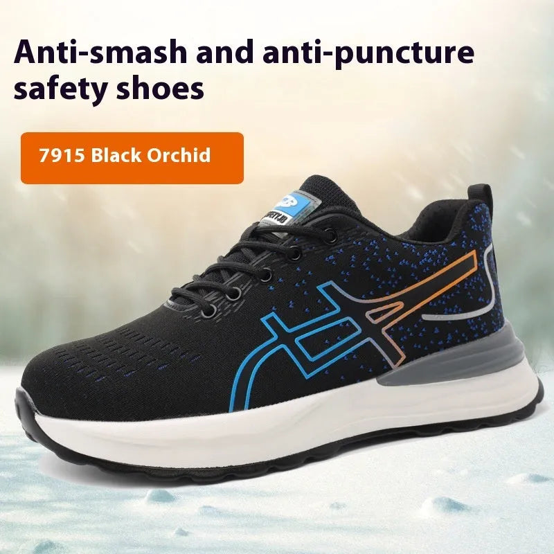 Brown labour protection shoes with anti-smashing toe and puncture-resistant rubber sole