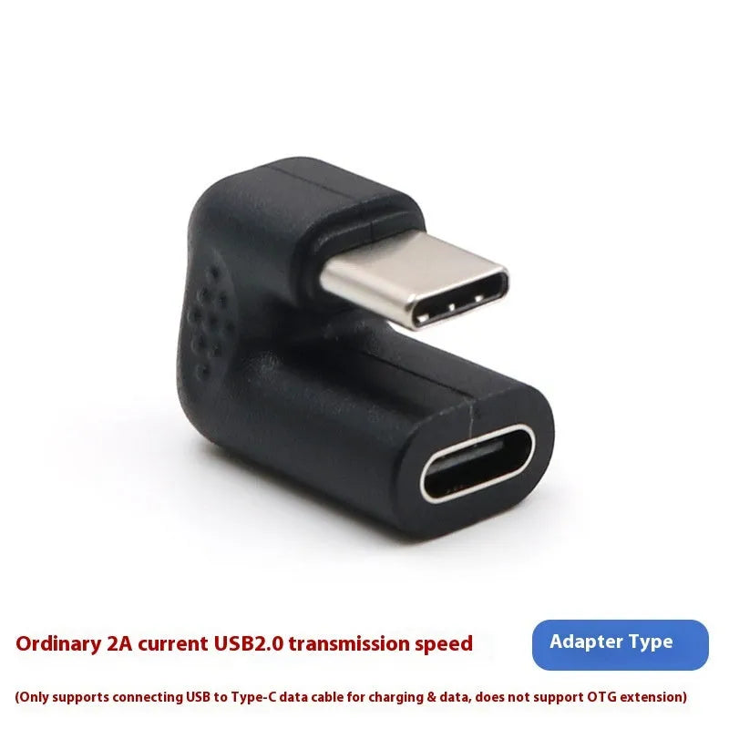 Four white USB-C Male to Female adapter cables with a U-bend shape on a grey background.