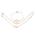 Three-piece women's bracelet set with aircraft map heart charms in bohemian style