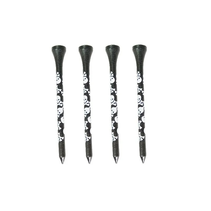 Black skull print bamboo golf dowel pins in 70mm and 83mm lengths