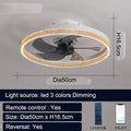 Nordic style ceiling fan with integrated LED light in 50cm diameter with remote control